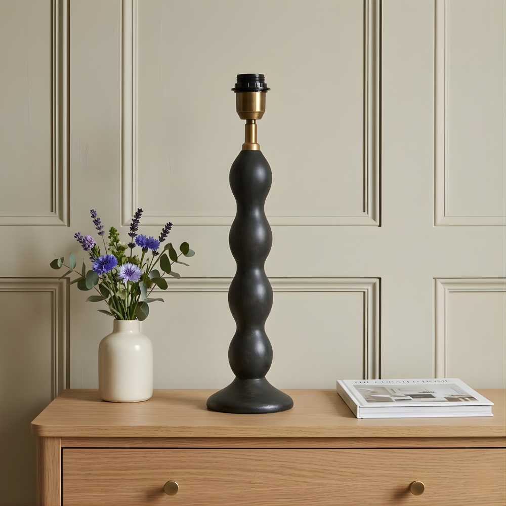 Ripple Wood Table Lamp - Dark Wood Finish ( Base Only )