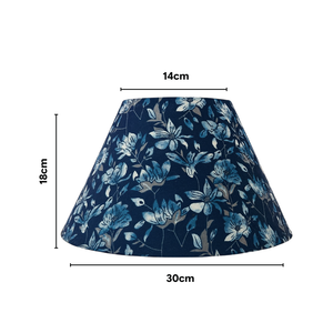 30 CM Indigo Blooms Cotton Lampshade - Empire ( Shade Only )