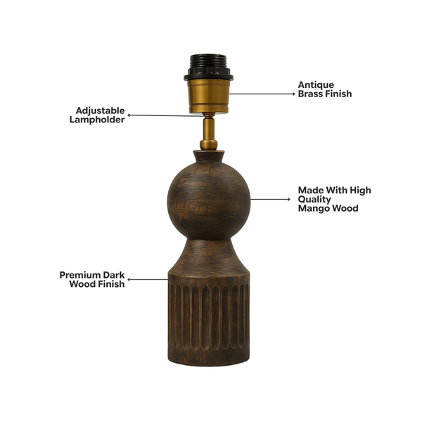 Tessa Wood Table Lamp - Dark Natural Wood ( Base Only )