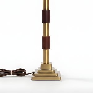 Clover Metal Table Lamp - Antique Brass & Natural Wood ( Base Only )