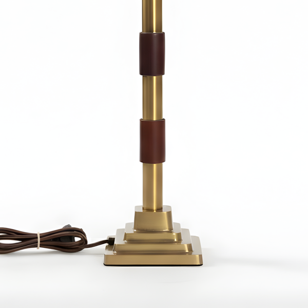 Clover Metal Table Lamp - Antique Brass & Natural Wood ( Base Only )