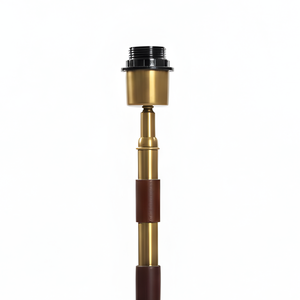 Clover Metal Table Lamp - Antique Brass & Natural Wood ( Base Only )
