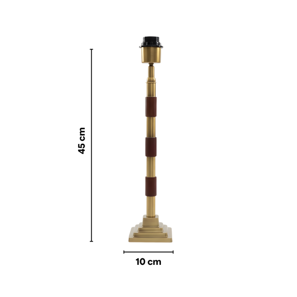 Clover Metal Table Lamp - Antique Brass & Natural Wood ( Base Only )