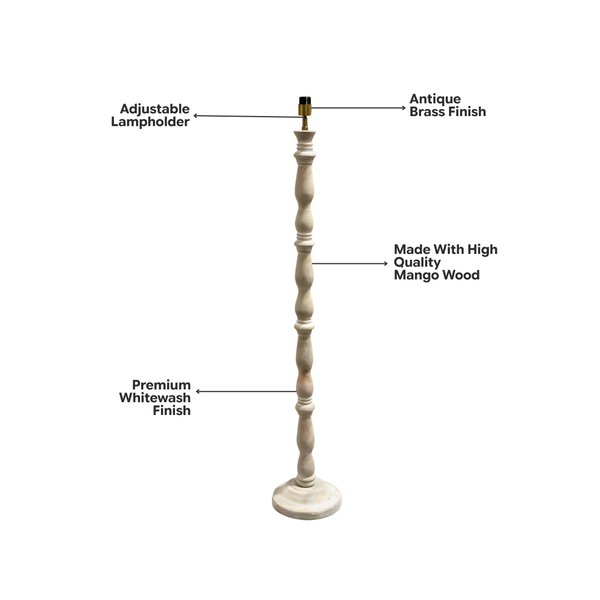 Orla Wood Floor Lamp - Whitewash Finish (Base Only)