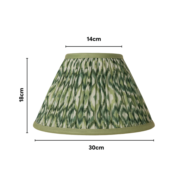 30 CM Green & White Ikat Cotton Lampshade - Empire ( Shade Only )