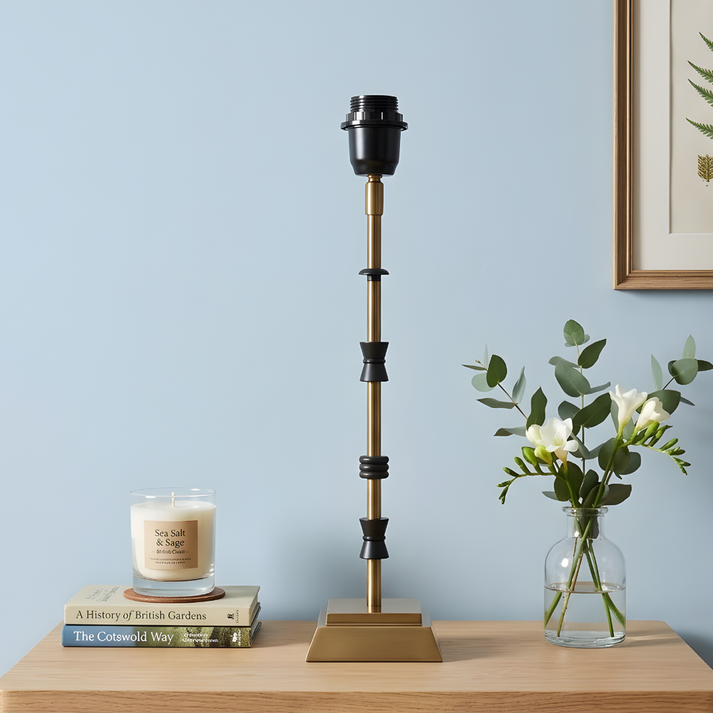 Lily Metal Table Lamp - Antique Brass & Matte Black ( Base Only )