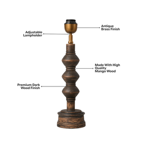 Juno Wood Table Lamp - Dark Natural Wood ( Base Only )