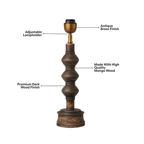Juno Wood Table Lamp - Dark Natural Wood ( Base Only )