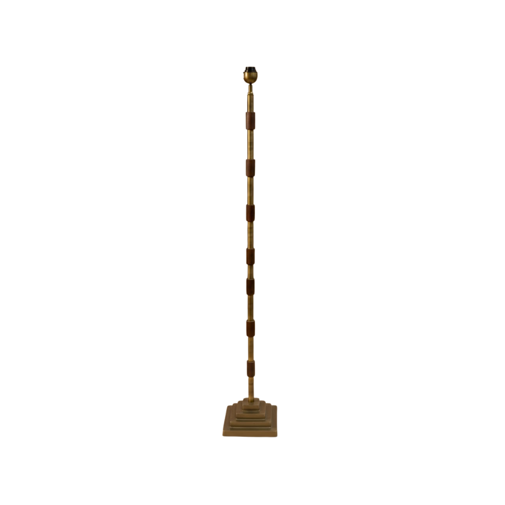 Clover Floor Lamp - Antique Brass & Wood (Base Only)