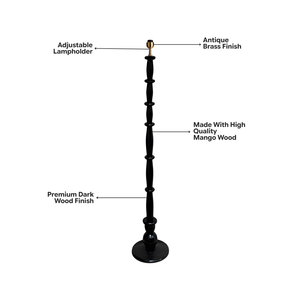 Hazel Wood Floor Lamp - Ebony Finish (Base Only)
