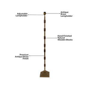 Clover Floor Lamp - Antique Brass & Wood (Base Only)