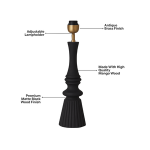 Celestia Wood Table Lamp - Matte Black Wood Finish ( Base Only )