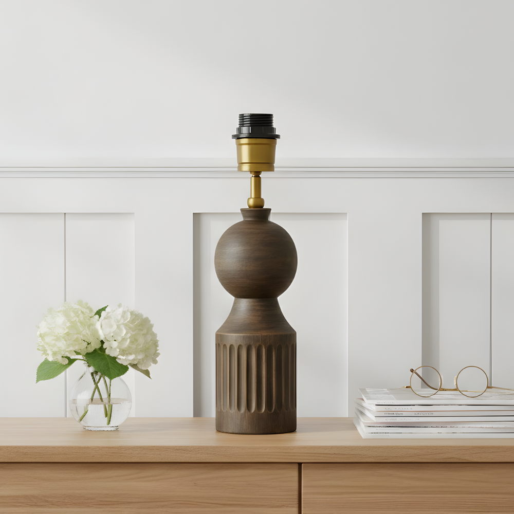 Tessa Wood Table Lamp - Dark Natural Wood ( Base Only )
