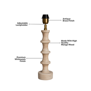 Nova Wood Table Lamp - Whitewash Wood Finish ( Base Only )
