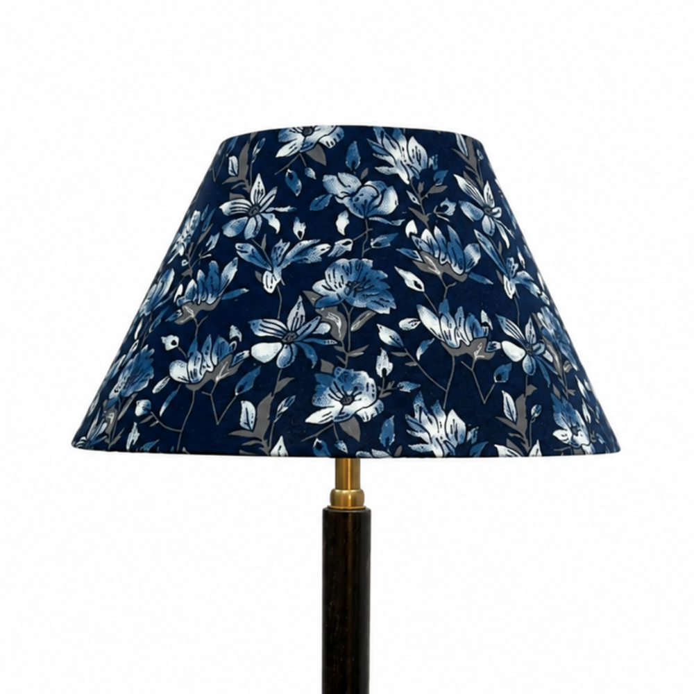30 CM Indigo Blooms Cotton Lampshade - Empire ( Shade Only )
