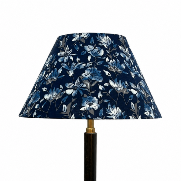 30 CM Indigo Blooms Cotton Lampshade - Empire ( Shade Only )