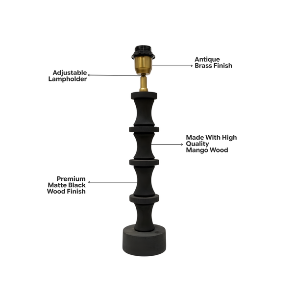Nova Wood Table Lamp - Matte Black Wood Finish ( Base Only )