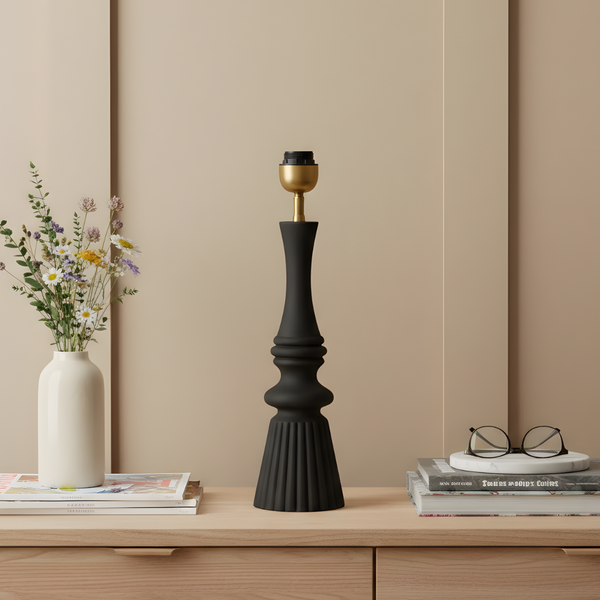Celestia Wood Table Lamp - Matte Black Wood Finish ( Base Only )