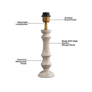 Eliza Wood Table Lamp - Whitewash Wood Finish ( Base Only )