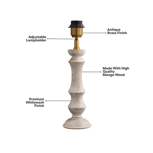 Eliza Wood Table Lamp - Whitewash Wood Finish ( Base Only )