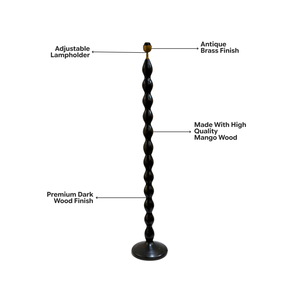 Ripple Wood Floor Lamp - Ebony Finish (Base Only)
