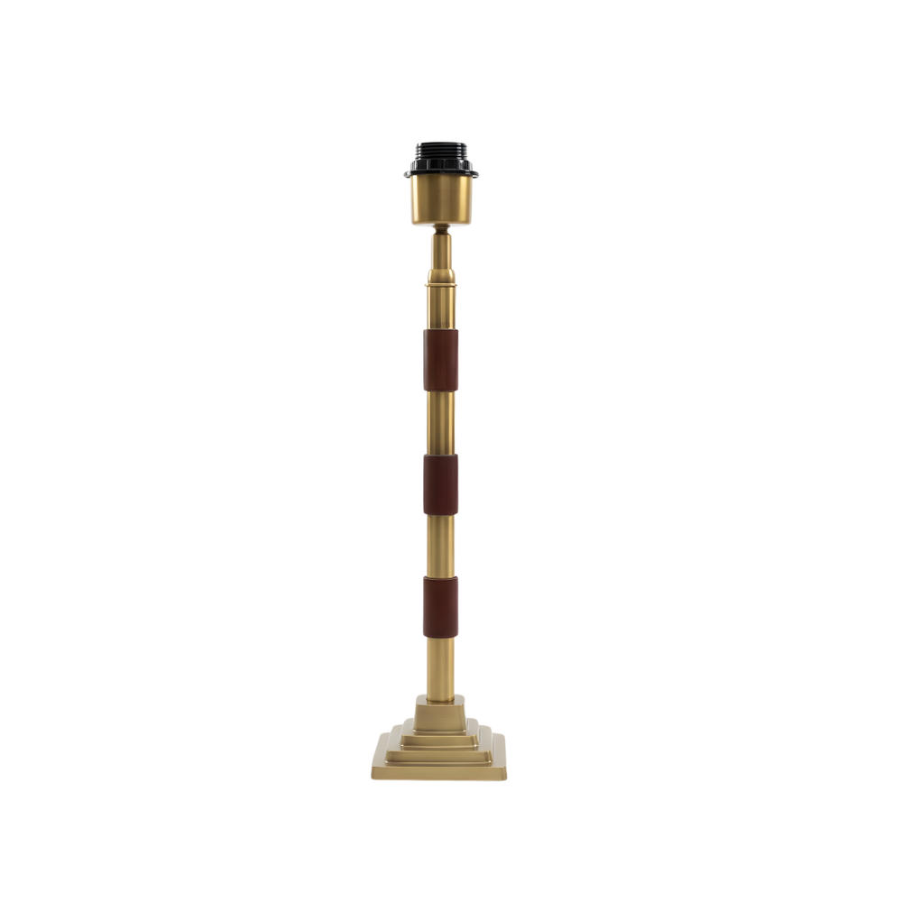 Clover Metal Table Lamp - Antique Brass & Natural Wood ( Base Only )