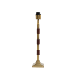 Clover Metal Table Lamp - Antique Brass & Natural Wood ( Base Only )