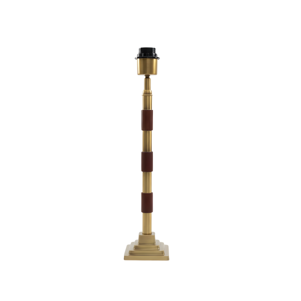 Clover Metal Table Lamp - Antique Brass & Natural Wood ( Base Only )